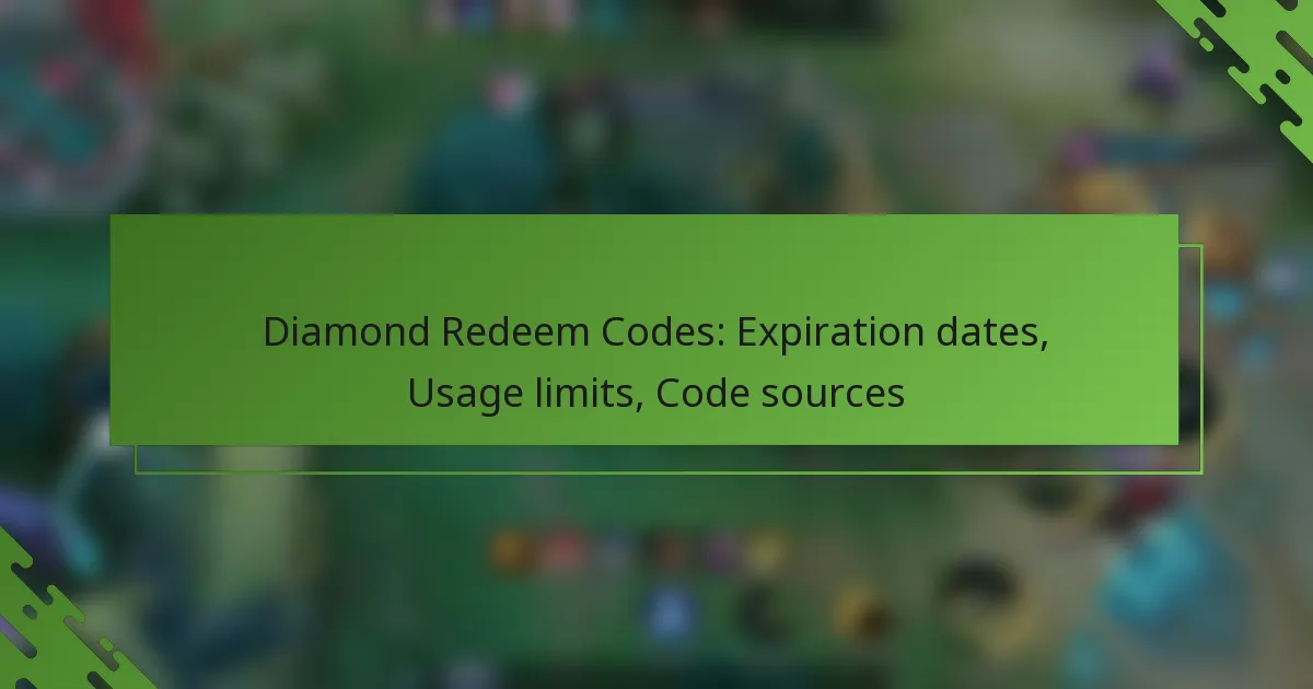 Diamond Redeem Codes: Expiration dates, Usage limits, Code sources